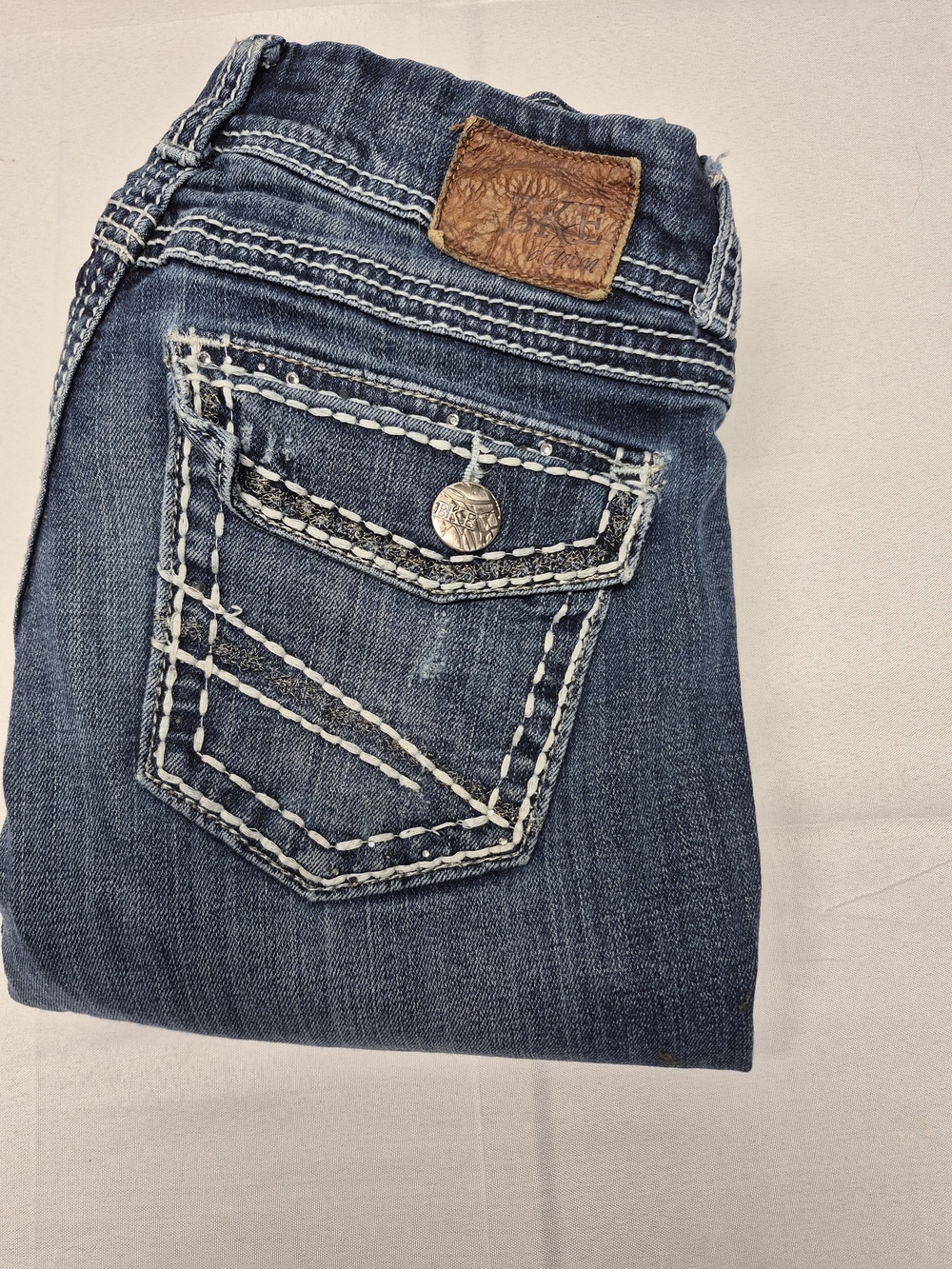 BKE Women's Dark Blue Skinny Jeans with Contrast White Stitching